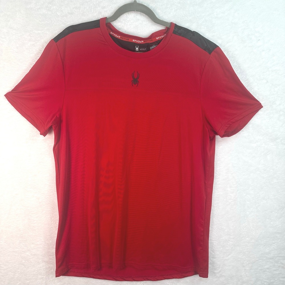 Spyder Active T-Shirt Mens Large Red  Short Sleeve Performance Top